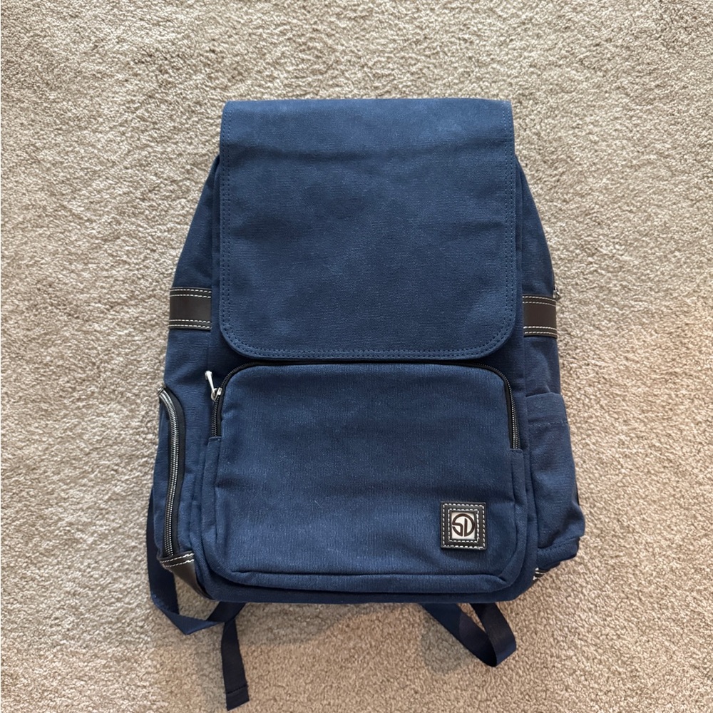 Navy Blue Canvas Backpack